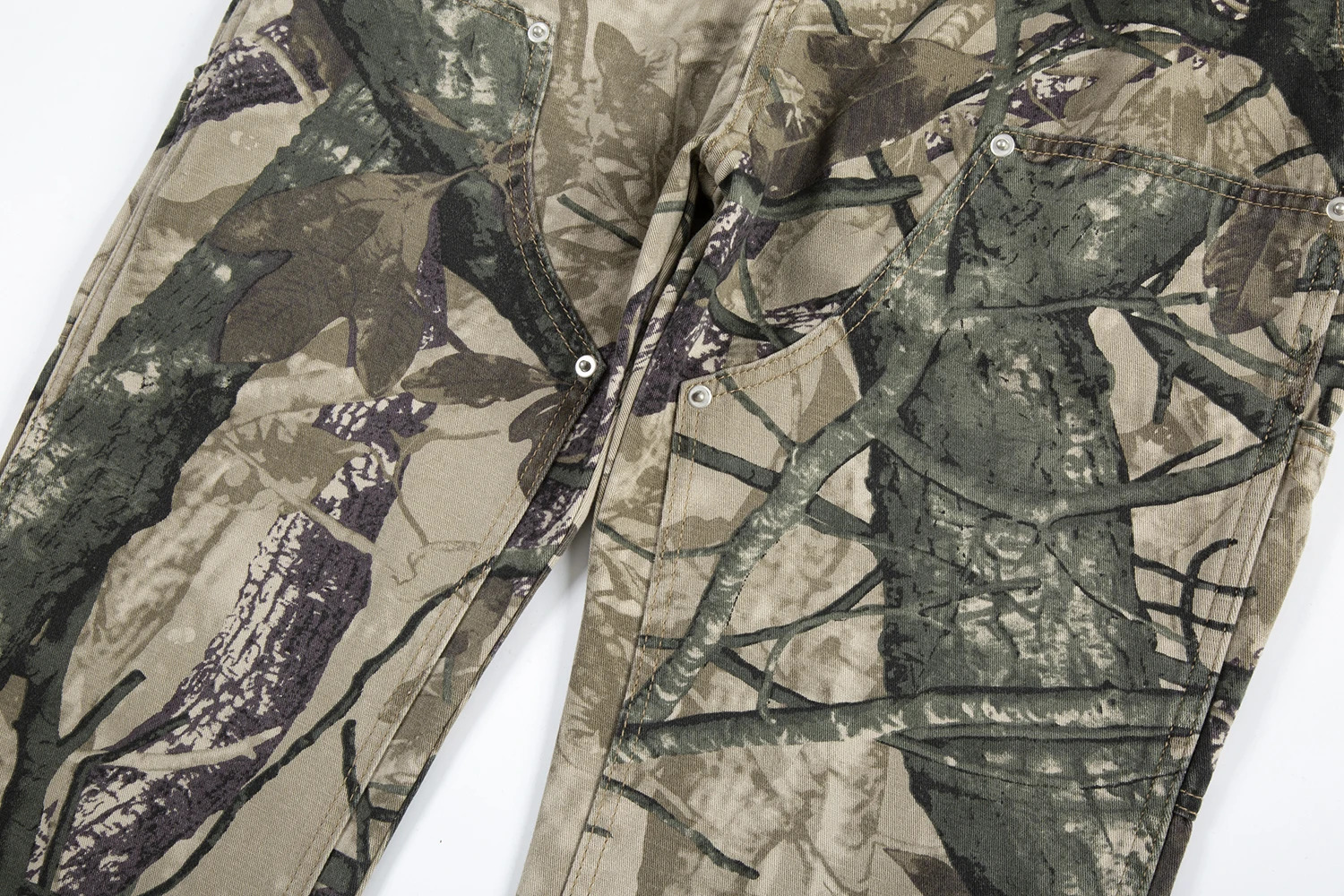 High Street Leaf Camouflage Logging Pants for Men Straight Patchwork Baggy Jeans Cargos Y2k Pantalones Hombre Oversized Trousers 240619