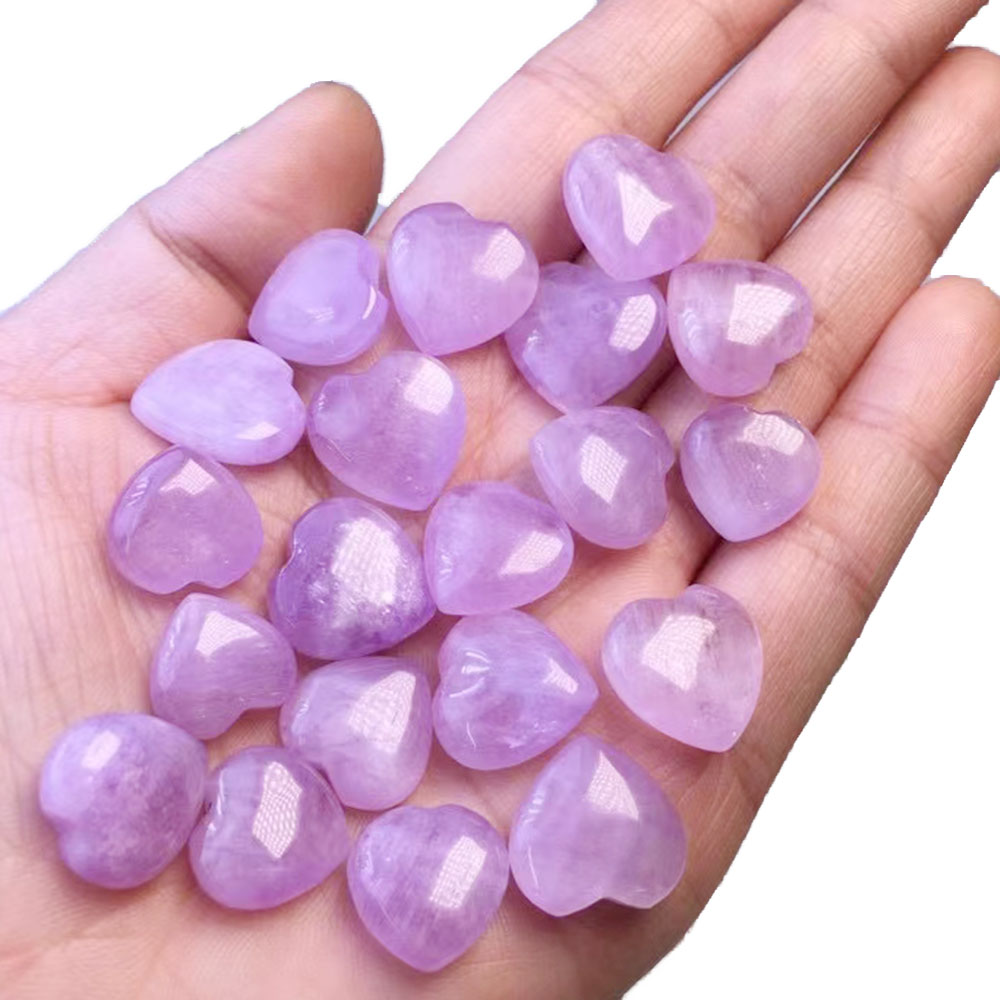 1pc Small Purple Kunzite Heart Quartz Crystals Healing Stone Spodumene Mineral Gemstone Jewellry Making DIY Gems Home Room Decor
