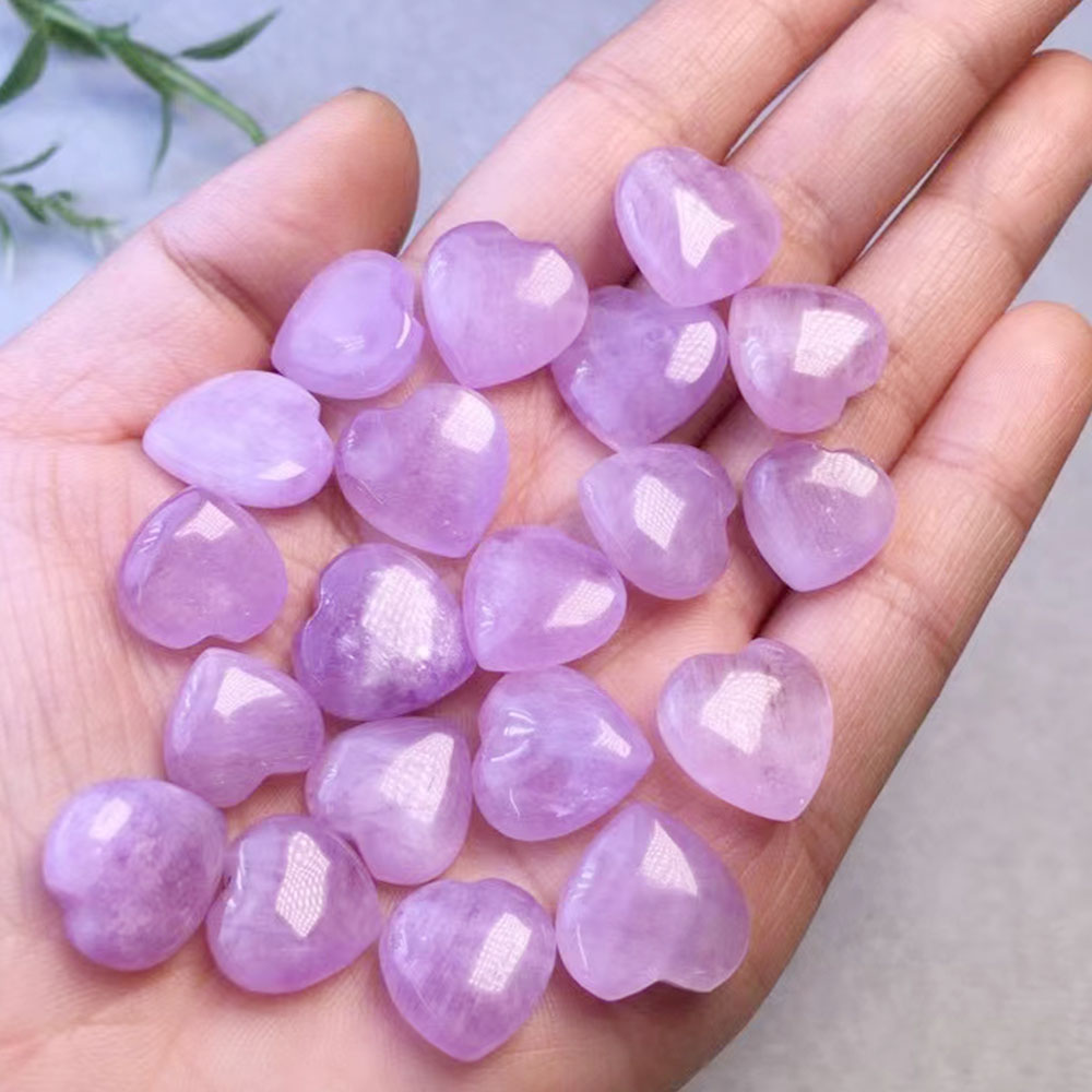 1pc Small Purple Kunzite Heart Quartz Crystals Healing Stone Spodumene Mineral Gemstone Jewellry Making DIY Gems Home Room Decor