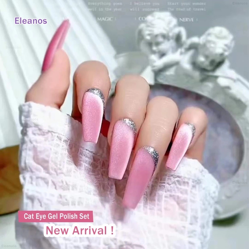 Eleanuos 13ml Cat Eye Nail Polish Set 8 Colors Sea Elf Magnet Hybrid Varnish Summer Magnetic Lacquer Nail Art UV Gel Varnish Kit