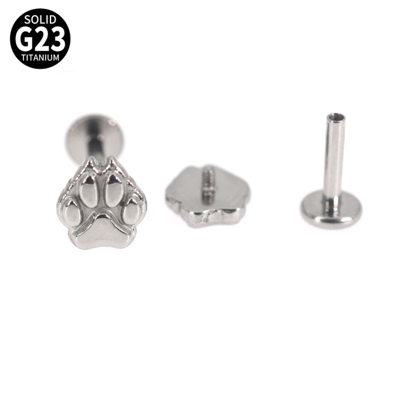 1Pcs F136 Titanium Crown Lip Labret Paw Ear Studs Earrings For Women/Men 6/8mm Tragus Cartilage Piercing Jewelry