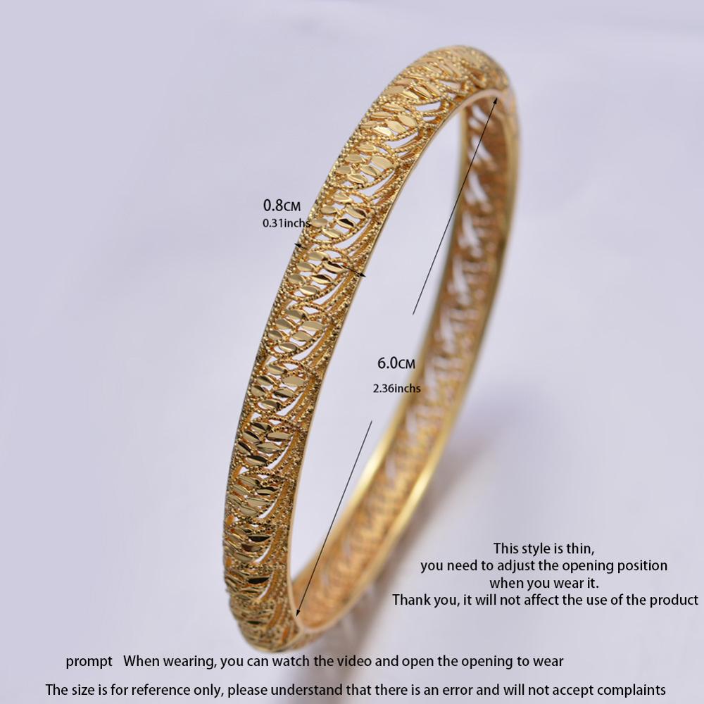 24k 4Pcs Gold Color Bangles For women African bridal Bangles Bracelets Gold wedding gifts Ethiopian Bangles jewellery