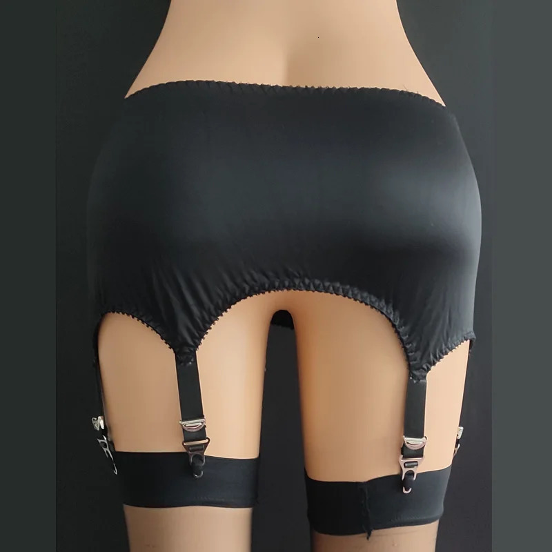 Women Smooth Satin Garter Belt Sexy Bowknot Suspender Belt Exotic Lingerie 6 Straps Clips Garters for Thigh High Stockings 240627