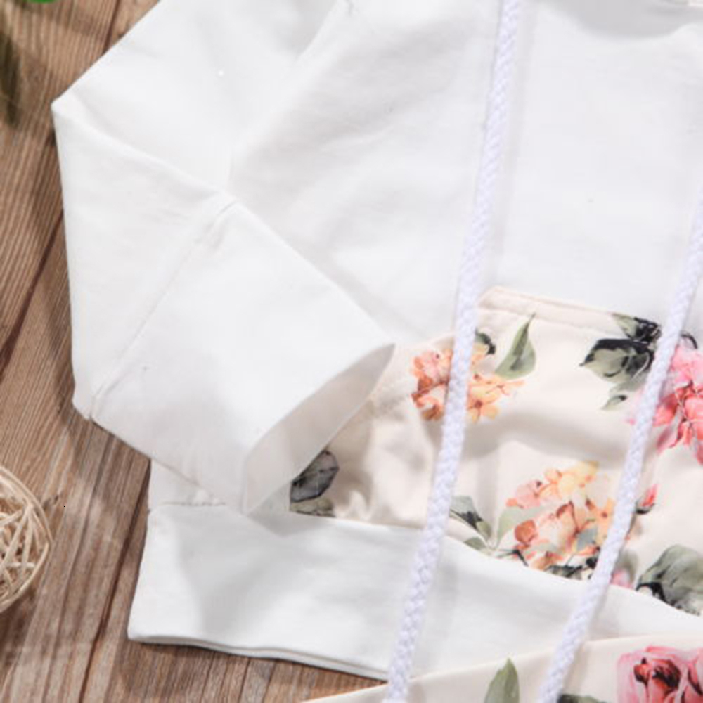 Autumn Baby Girl Clothes Set New Toddler Newborn 3PCS Hooded Print Casual Long Sleeve Hoodies+Floral Pants Outfits Clothing