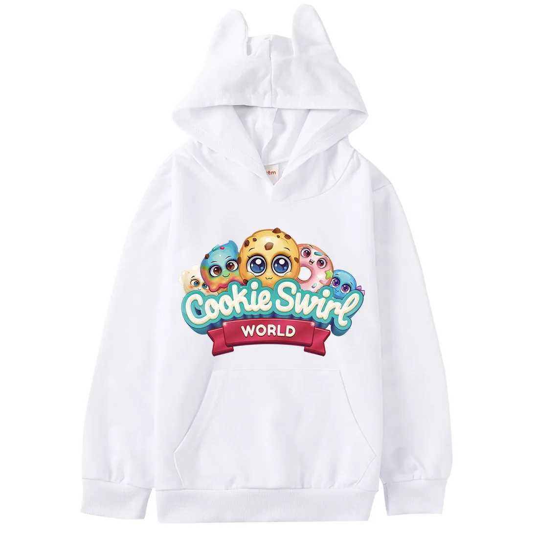 Hoodies Sweatshirts Kids Cookie Swirl C Hoodie Kids Casual Coats Baby Girls Cat Ears Sweatshirt Toddler Boys Long Sleeve Clothes Children Outwear WX6.4