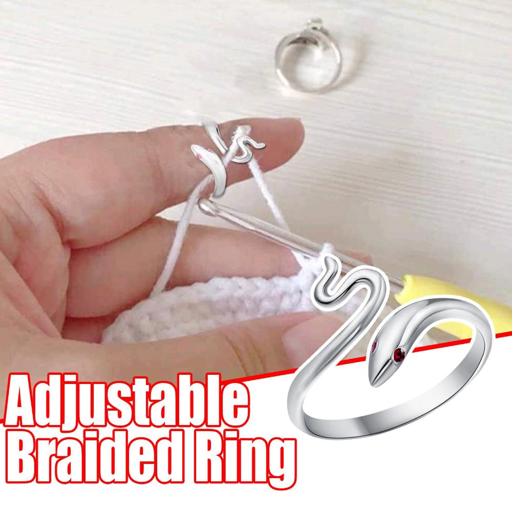 Adjustable Knitting Loop Crochet Loop Knitting Accessories Knitting Ring Adjust Finger Wear Fox/Snake Shape Knitted Ring