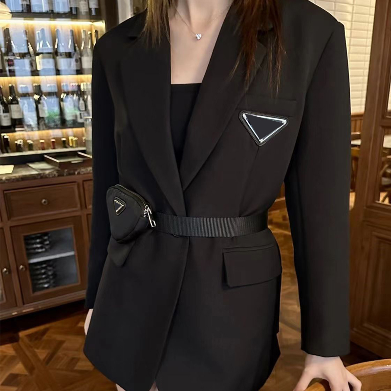 Winter Suit Jacket Women Designer jacket High Street Slim suit With Belt Small Bag jackets Formal High Outerwear