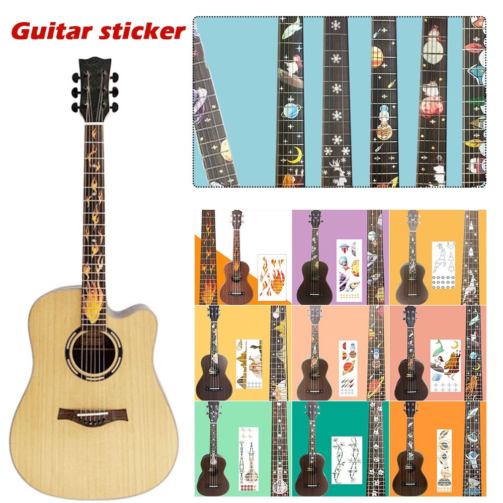 9 Styles NEW Guitar Fretboard Decals Inlay Sticker Guitar Neck Headstock Guitarra Bass Ukulele Thin Sticker Guitarra Accessories