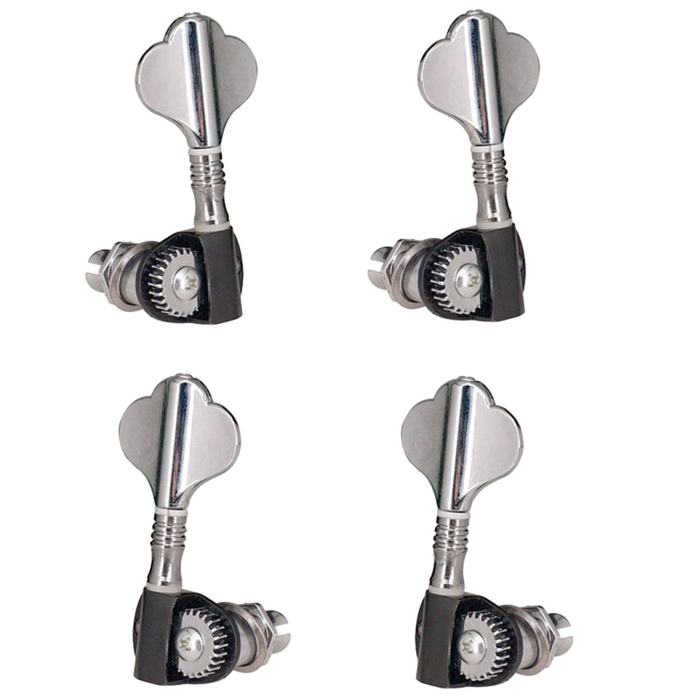 Complete Set Set of 4PCS Chrome Bass Tuning Pegs Machine Heads Tuners for Bass Guitar Parts Durable Hard Zinc Alloy Material