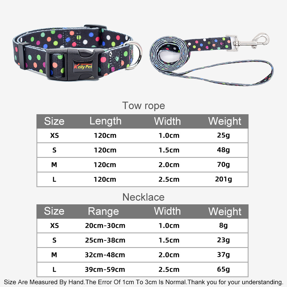 Polyester Printed Dog Leash Collar Set,Small & Medium Teddy Pomeranian Adjustable Pet Collar Leashes for Outdoor Travel Training