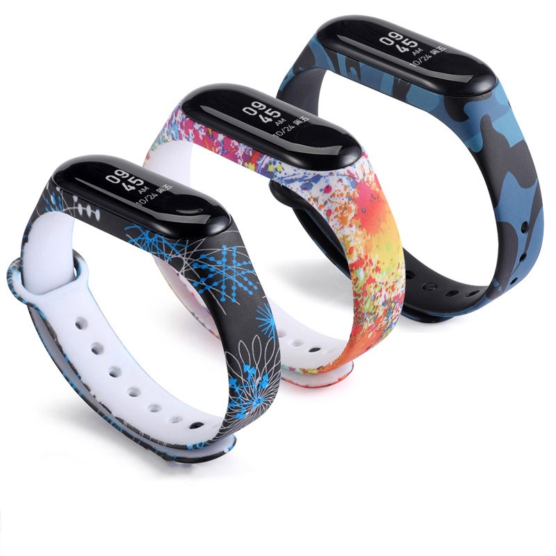 Colorful flowers for Xiaomi Mi Band 5 4 3 6 Strap Replacement Bracelet for mi band Universal silicone wrist Strap for Mi 6 belt