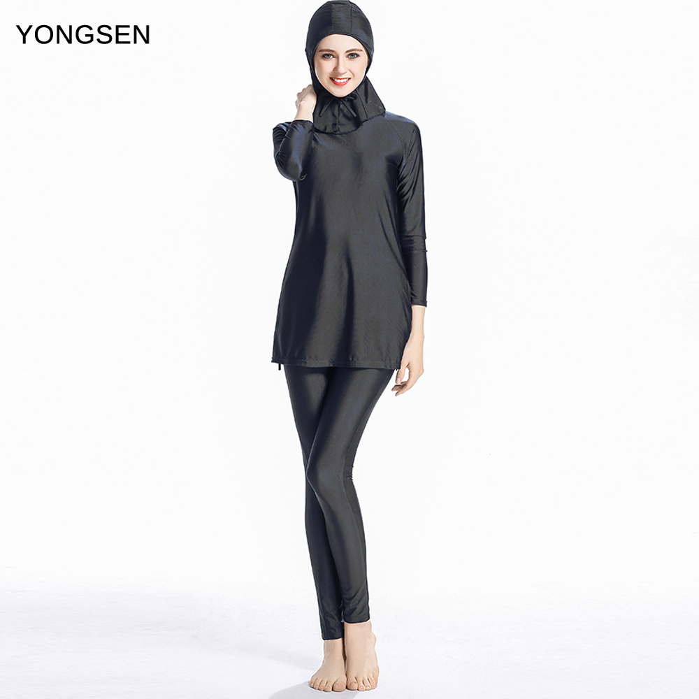 YONGSEN Muslim Swimsuit Plus Size Islamic Swimwear Women Full Face Hijab Muslim Swim Suit with swim hat Burkinis