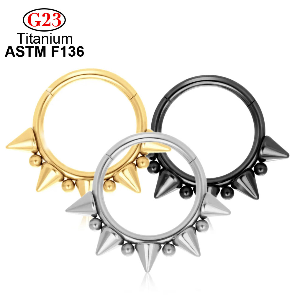 Implant Grade 100% G23 ASTM F136 Titanium Alloy Hoop Nose Rings Clicker Helix Septum Piercing Earrings Body Jewelry