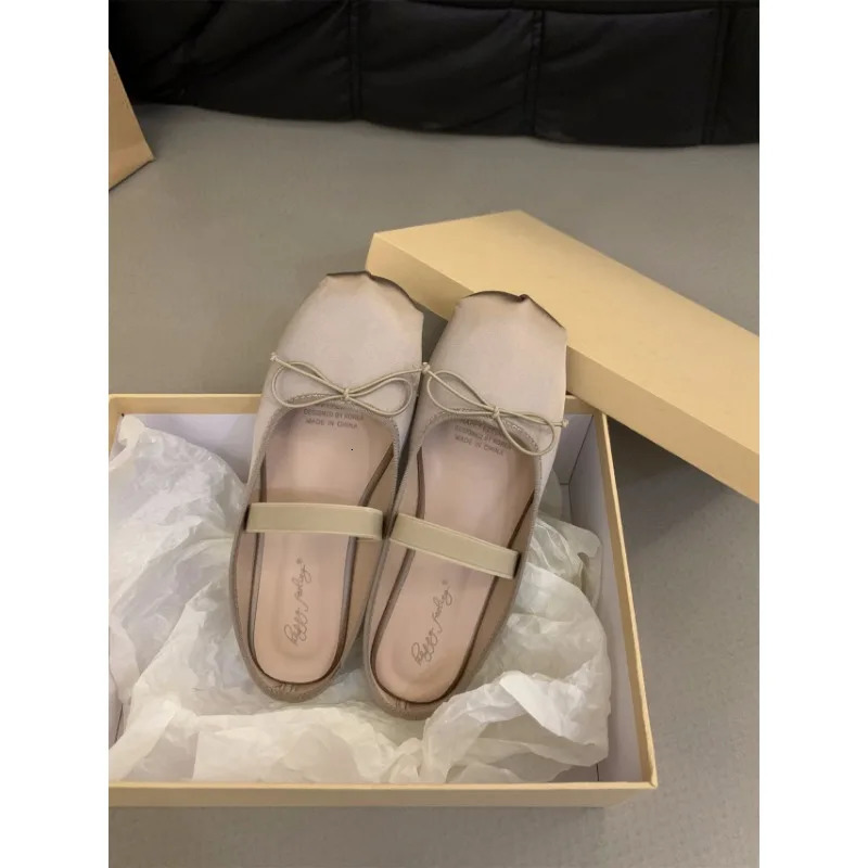 Ballet 43 Mary Jane Round Toe Womens Shoe Bow Silk Satin Flats Women Shoes 240629