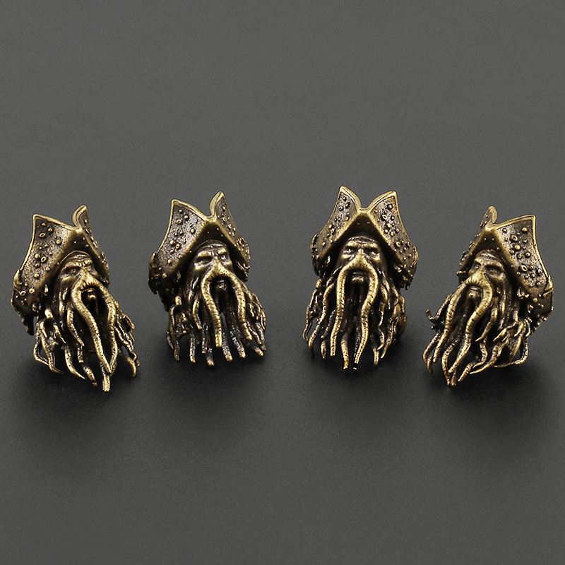 Copper Octopus Knife Beads Rope Pendant Brass Skull Paracord Beads Key Rings Accessories