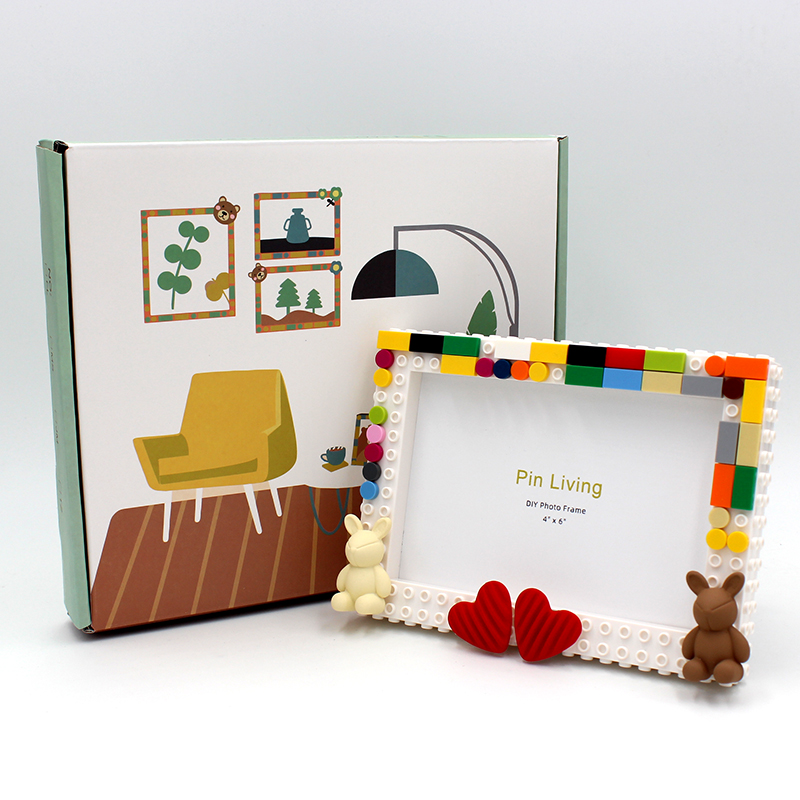 Pinliving Love DIY Baby Building Block Photo Frame Set Simple Advertisement Handmade Creative Gift Moss Password H260306