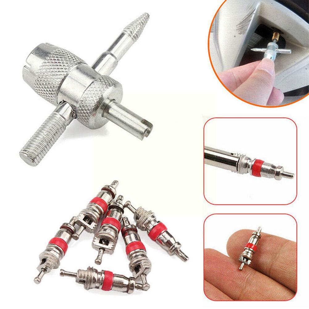4-in-1 Tire Valve Stem Removal Tool Valve Stem Puller Tire Repair Tool Valve Core Removal Tool Tire Cleaning Tool For Car B Z8J3