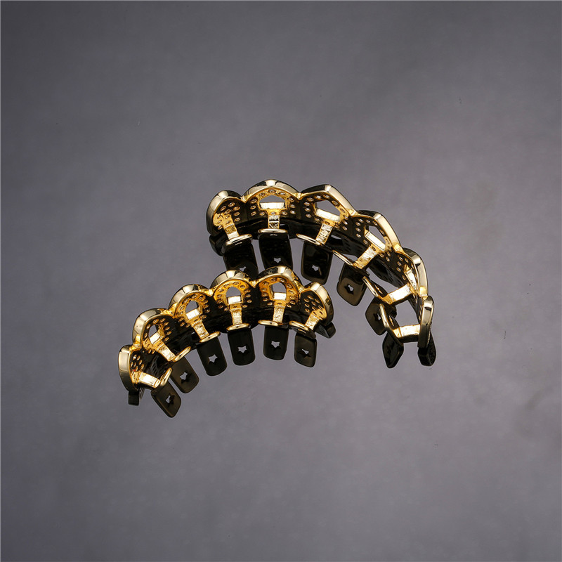 Feel Style Iced Out Teeth Grillz Set For Unisex Cubic Zirconia Stone Top Bottom Box Packing Hip Hop Jewelry For Men Women Gift