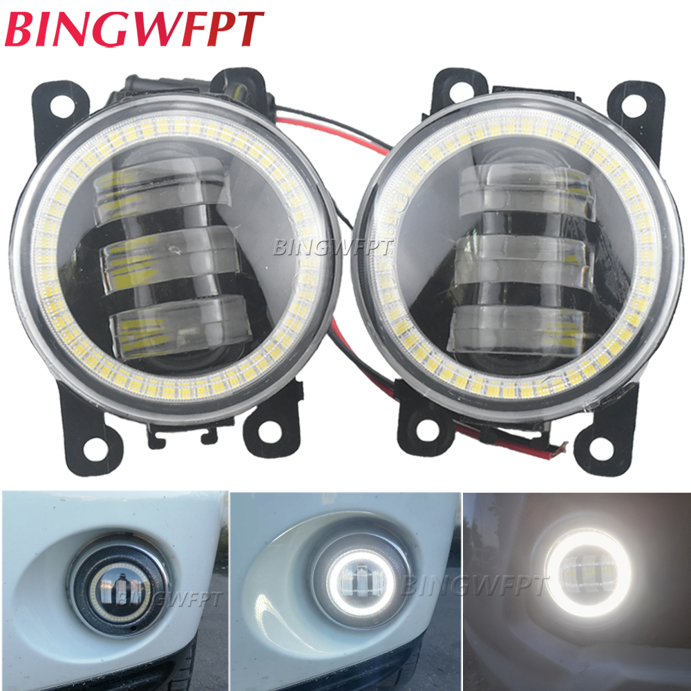 2PCS Car Lens LED Fog Lights Angel Eye DRL Daytime Runinng Light Lamp For Mazda MPV II (LW) 1999-2006 BT-50 BT50 BT 50 2011-2020