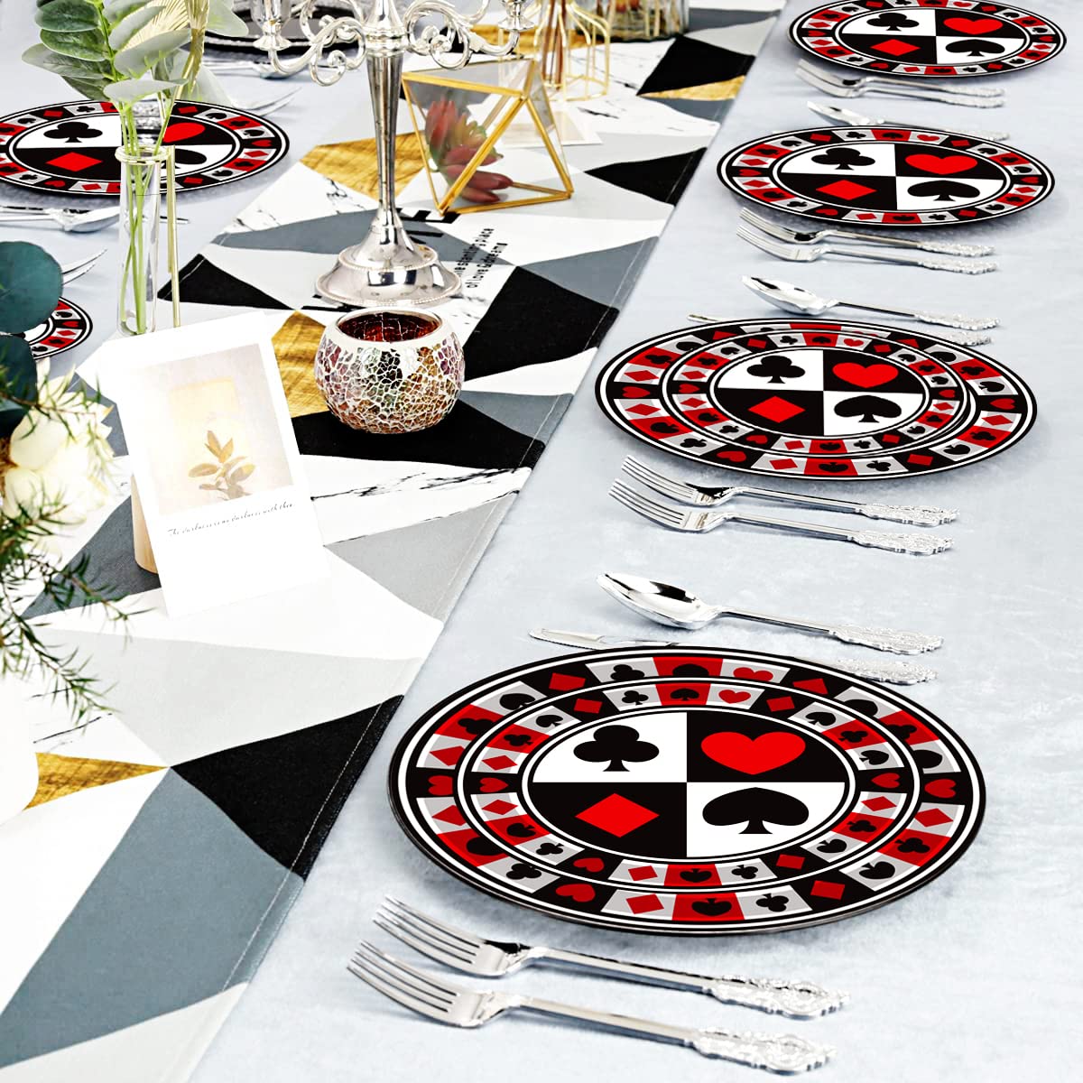 Casino Birthday Party Supplies Poker Paper Plates Casino Plates for Casino Night Poker Game Poker Card Playing Club Heart Poker