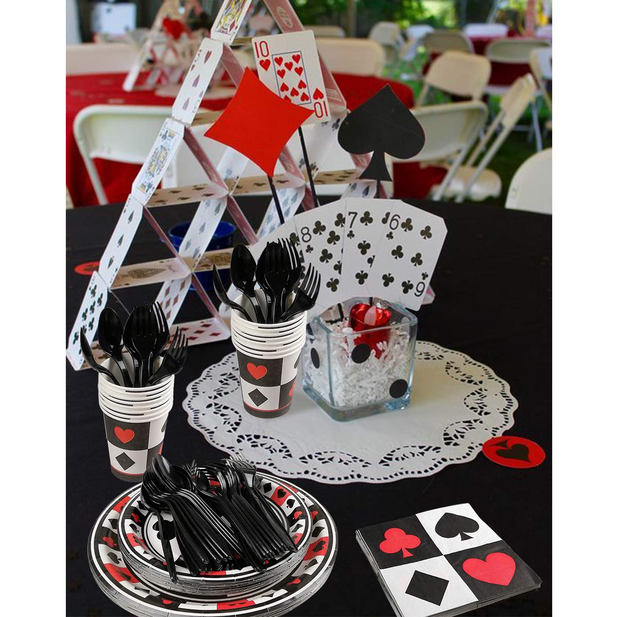 Casino Birthday Party Supplies Poker Paper Plates Casino Plates for Casino Night Poker Game Poker Card Playing Club Heart Poker