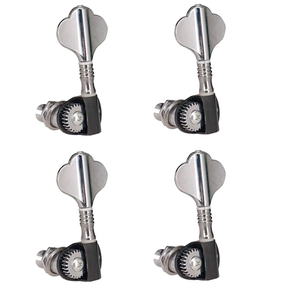Complete Set Set of 4PCS Chrome Bass Tuning Pegs Machine Heads Tuners for Bass Guitar Parts Durable Hard Zinc Alloy Material