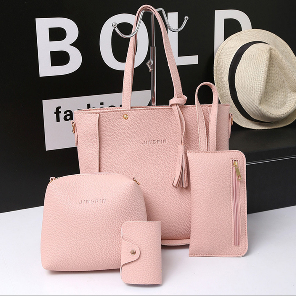 4Pcs/set Fashion Ladies Shoulder Bags Solid PU Leather Crossbody Women Bag Set Elegant Classic All Match Purse Bag 2023 Hot Sale