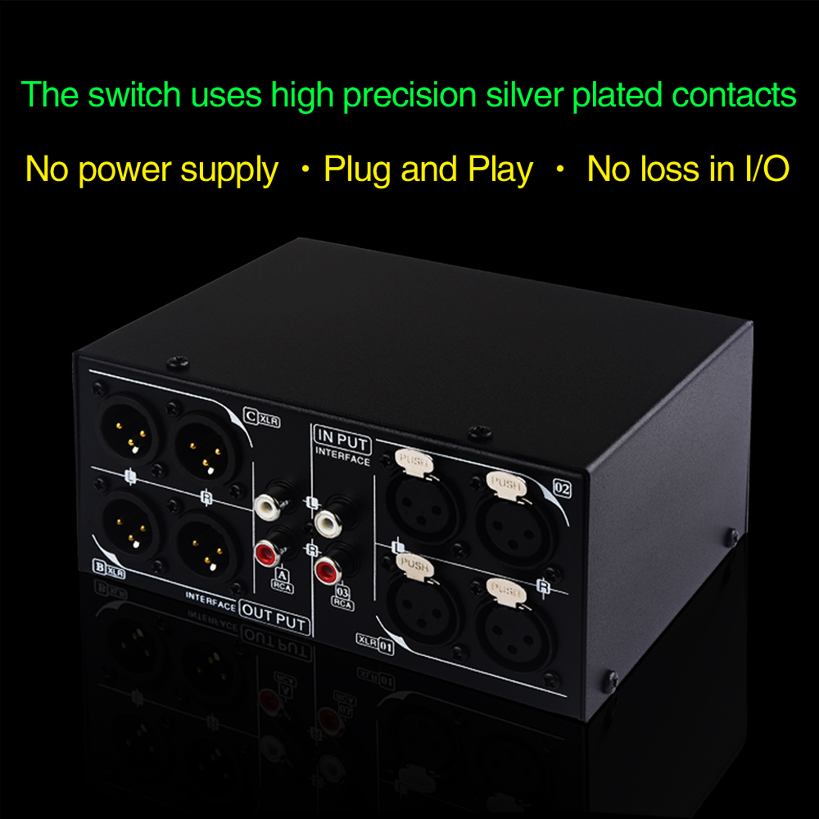 Audio Converter 3 Input to 3 Output Fully Balanced XLR Signal Passive Stereo Selector Switcher/Balanced XLR to Unbalanced RCA