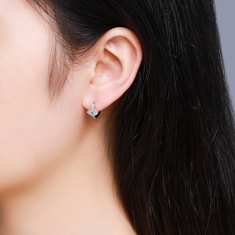 Cute 925 Sterling Silver Evil Eye Loop Huggies Circle Small Hoop Earrings For Women Child Girls Kids Jewelry Kolczyki Aros Arete