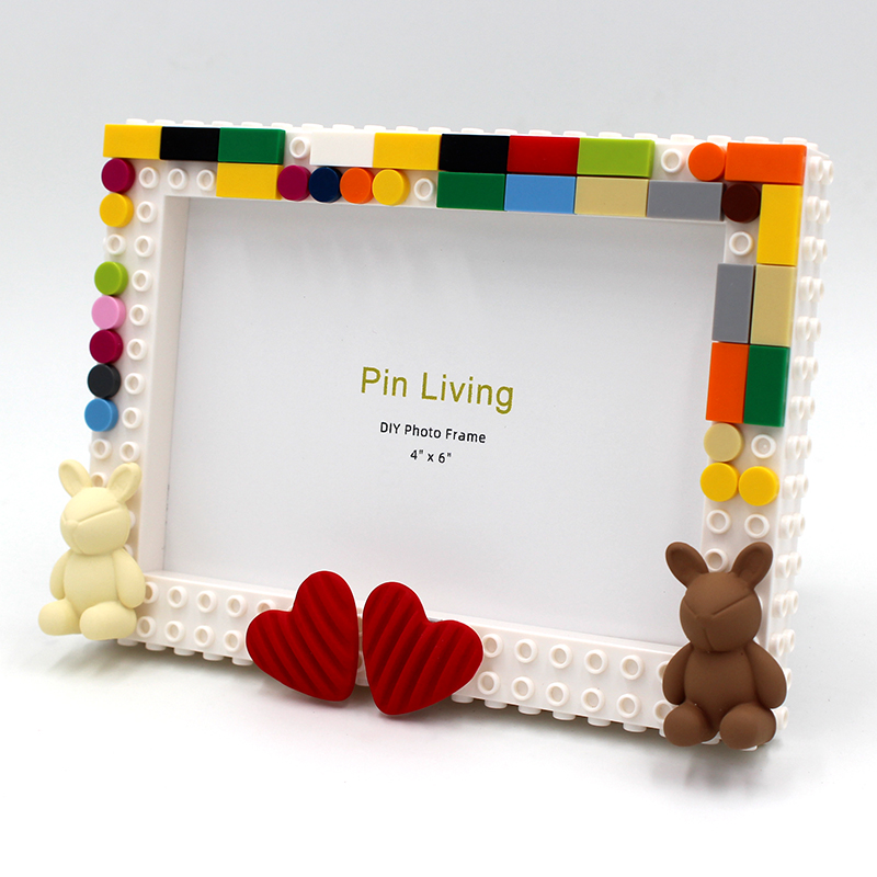 Pinliving Love DIY Baby Building Block Photo Frame Set Simple Advertisement Handmade Creative Gift Moss Password H260306
