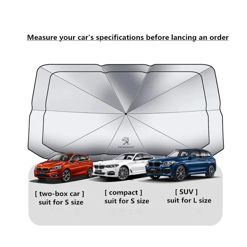 Car Folding Umbrella UV Heat Lock Umbrella For Peugeot 106 107 108 206 207 208 301 308 408 508 601 607 2008 3008 4008 5008 RCZ