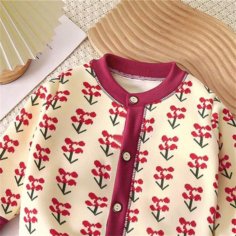 Children's Coat Girl's Fall And Winter Coat Sweet Knit Cardigan Christmas New Year Clothing Kid's Casual Warmer Costume