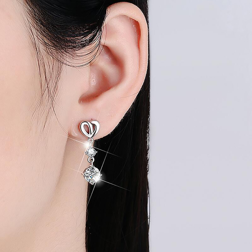 Serenity 2.2cttw Real D Color 1 Carat 6.5mm Full Moissanite Tassels Earring For Women S925 Sterling Silver Stud Ear Fine Jewelry