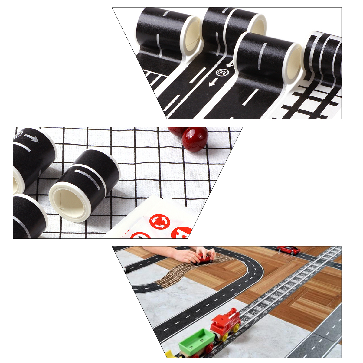 4 Rolls Car Stickers DIY Track Traffic Road Decal Kids Toy Slender Washi Tape Japanese Paper Child