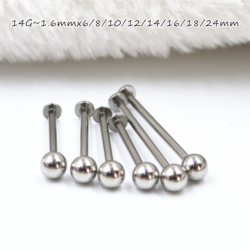 100pcs Body Jewelry -14g 316L Surgical steel Lip Labret Long Cheek Bar Tongue Barbells Piercing Ear Helix Cartilage Diath Studs