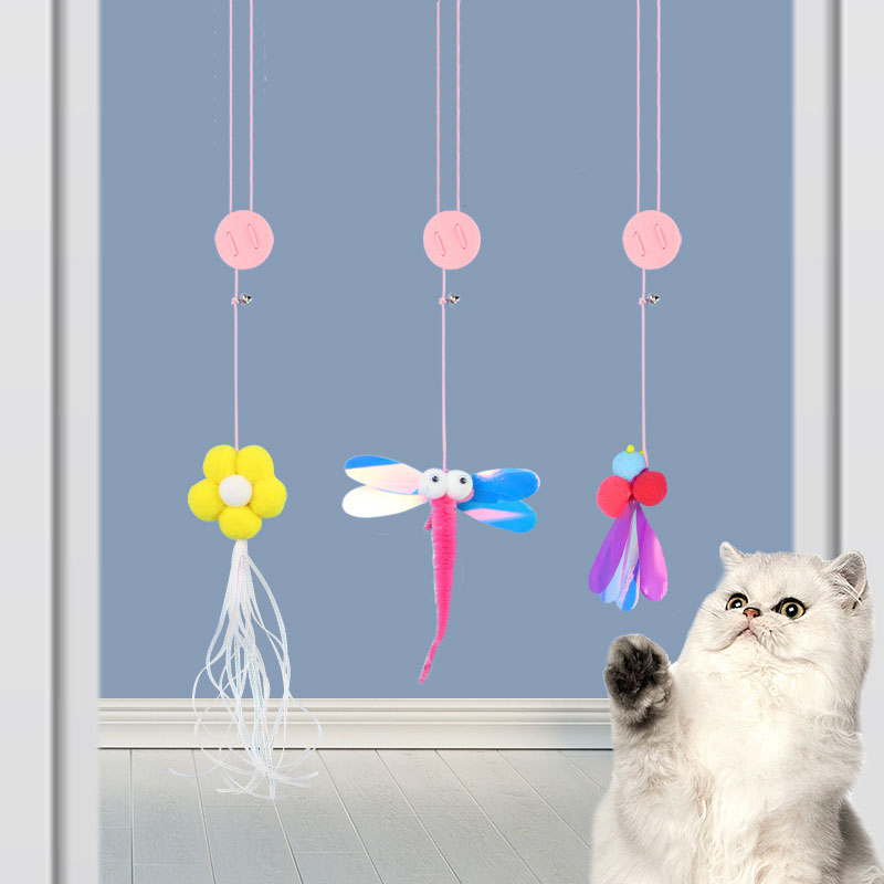Funny Cat Toys Hanging Retractable Elastic Rope Swing Hanging Door Windows Interactive Toys Playing Indoors Pet Supplies