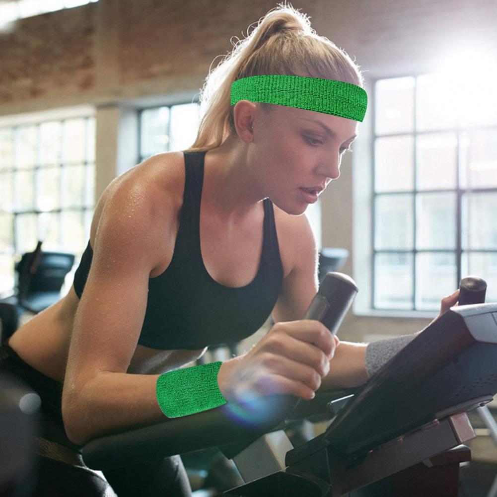 Sports Headband Sweat-absorbing Hair Band Soft Stretchy Workout Wrist Wrap Wrist Wrap Set Moisture-wicking Sports Sweatband