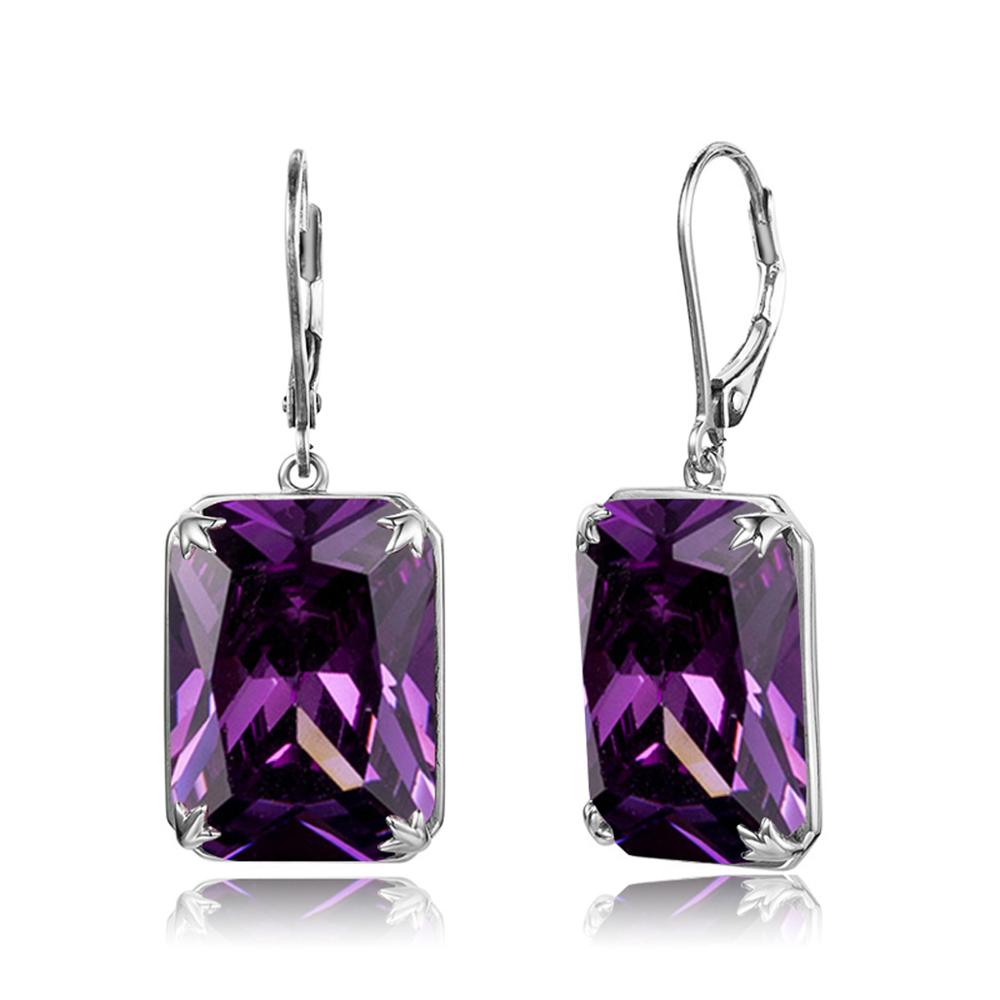 Silver 925 Jewelry Sets For Women Vintage Purple Amethyst Gemstones Ring Earrings Pendants Set Silver Jewelry Set Gifts