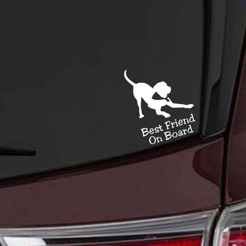 YJZT 9.7CM*13CM Best Friend Dog BABY ON BOARD Vinyl Sticker Car Decals Black Silver C10-00671