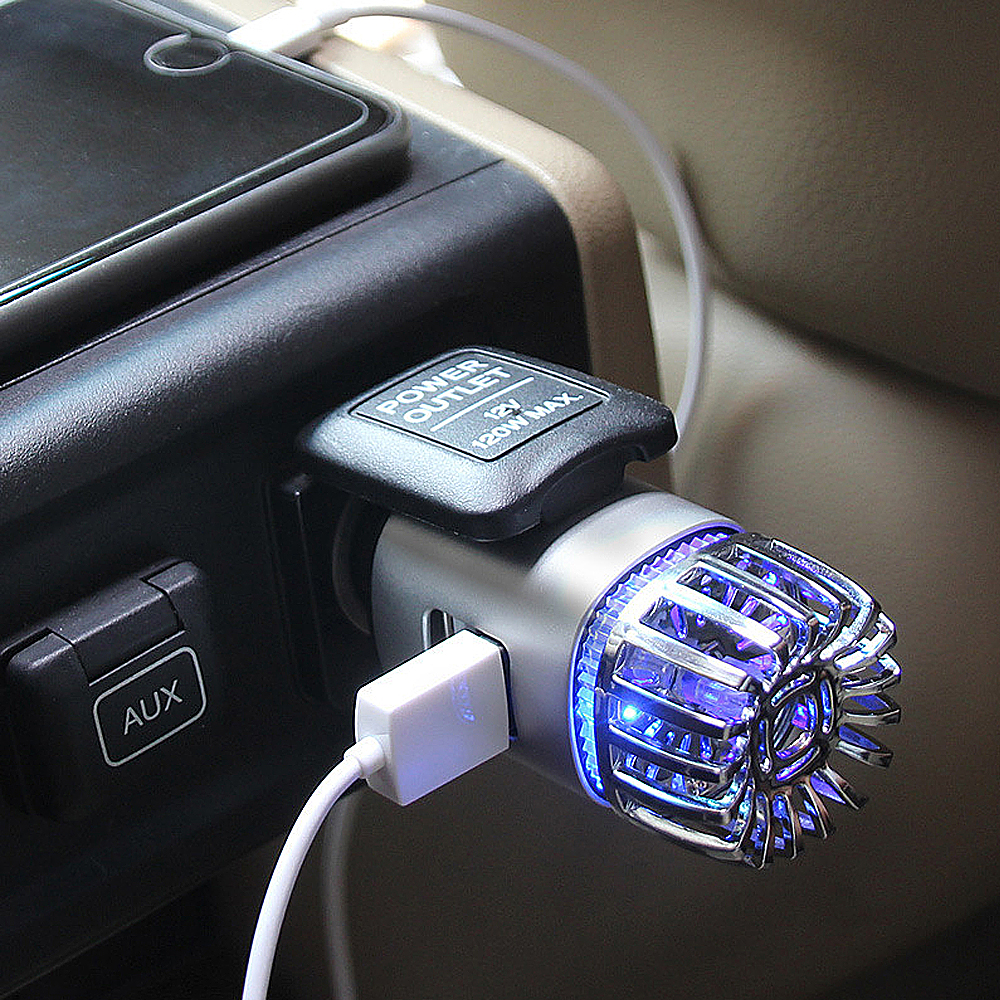 2 in 1 Car Air Purifier Air Freshener Dual USB Car Charger Mini Auto Car Fresh Air Ionic Purifier Oxygen Ozone Ionizer Cleaner