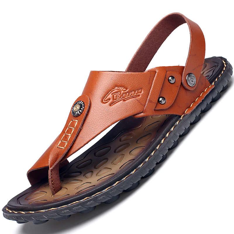 Summer Leather Men's Handmade Shoes Slippers Brand Men Moccasins Beach Sandals Sneakers 4 434ab