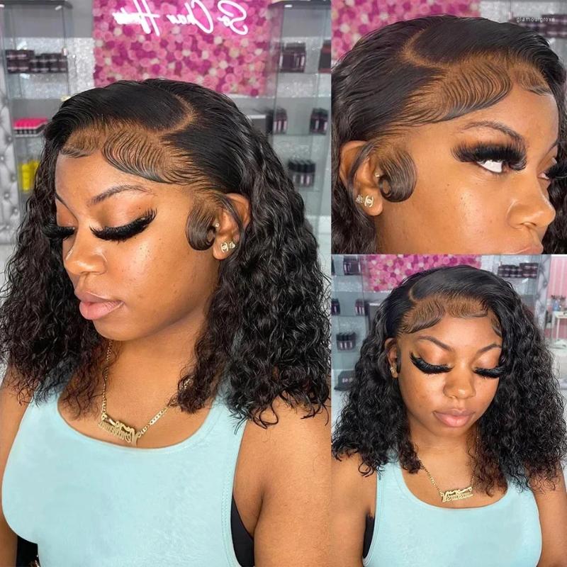 4X4 13X4 Short Bob Wigs Deep Wave Lace Frontal Human Hair Women Brazilian Remy 200 Density