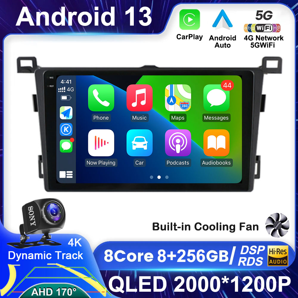 Android 13 Auto Carplay For Toyota RAV4 Rav 4 2013 2014 2015 2016 2017 2018 2019 Car Radio Multimedia Player GPS Navi 360 Camera