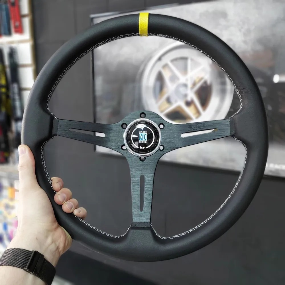 NARDI 370mm/14.5inch Racing Car Real Leather Drifting Steering Wheel Italy ND Sport Steering Wheel Deep Dish Drifting