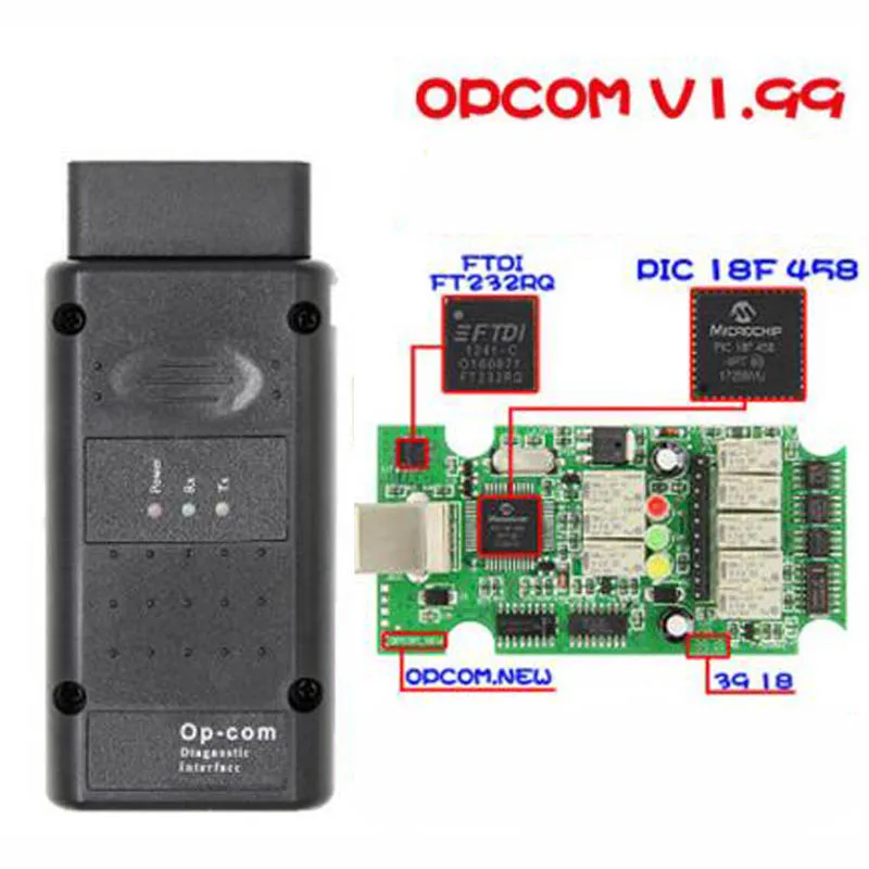 OP COM V1.70 OPCOM V1.78 OP COM V1.99 OPCOM V1.70 For Opel OBD2 OP-COM Interface Scanner Diagnostic Tool With PIC18F458 Chip