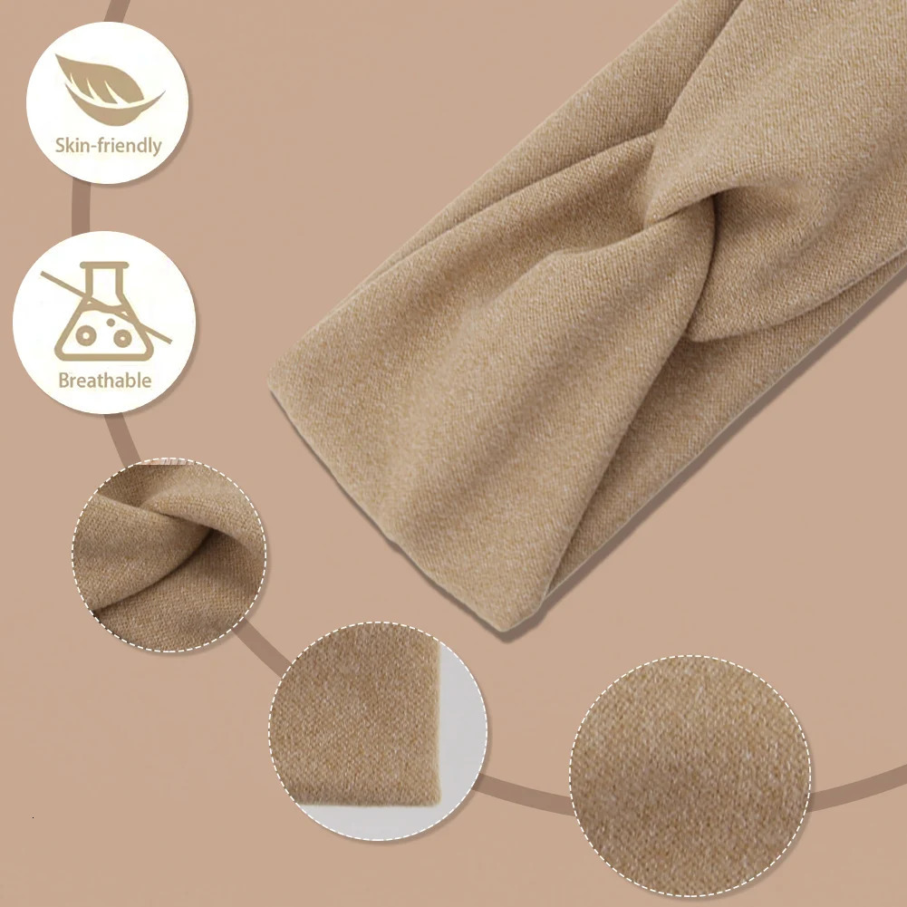 Solid Ribbed Baby Headbands Knotted Hair Tied Hairbands Faux Cashmere Wide Headwear Headwraps Kids Boys Girls Accessories 240625