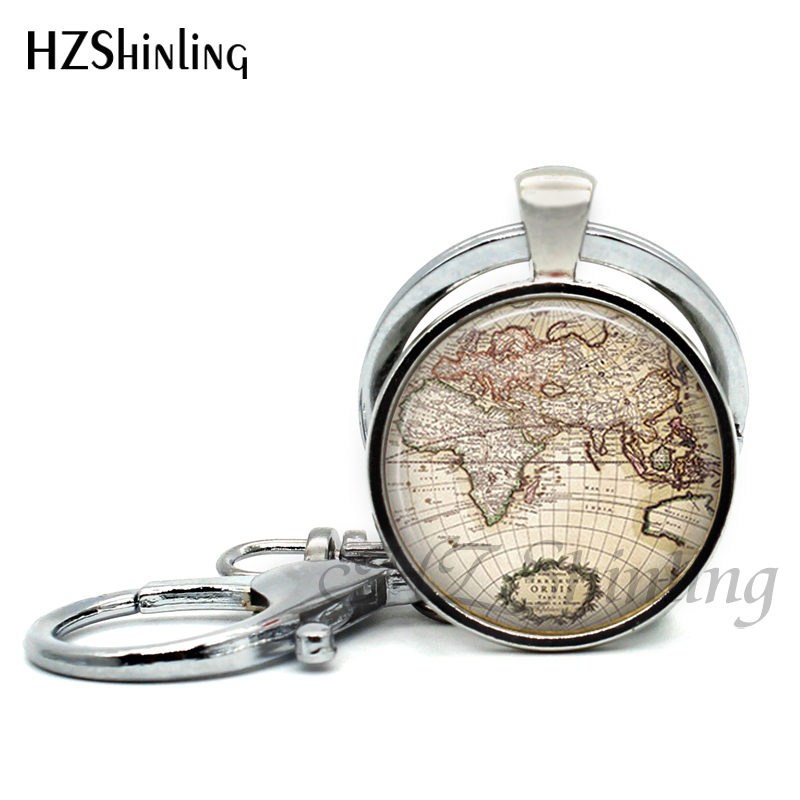 2017 Newest Globe Keychain Handmade World Map Planet Earth Geography Key Chain Glass Dome Keychains for Women
