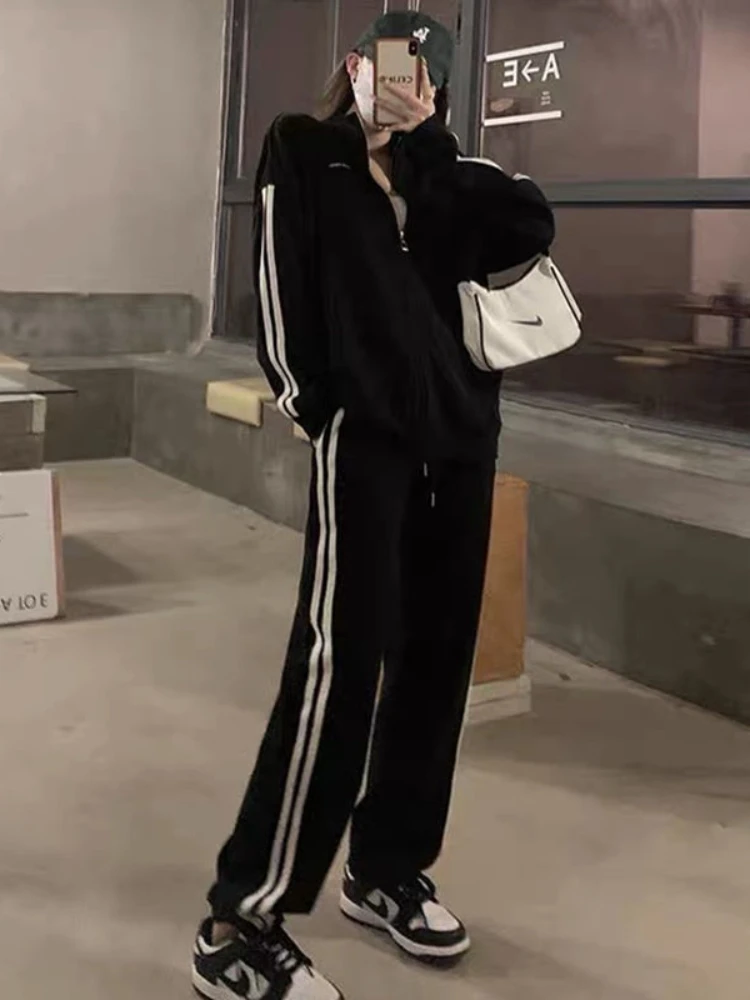 Hoip Jeeky Harajuku 2 Piece Sets Women Casual Joggers Tracksuits Sweatshirt Jacket+Pants Suits Oversized Stand Collar Sweatsuits