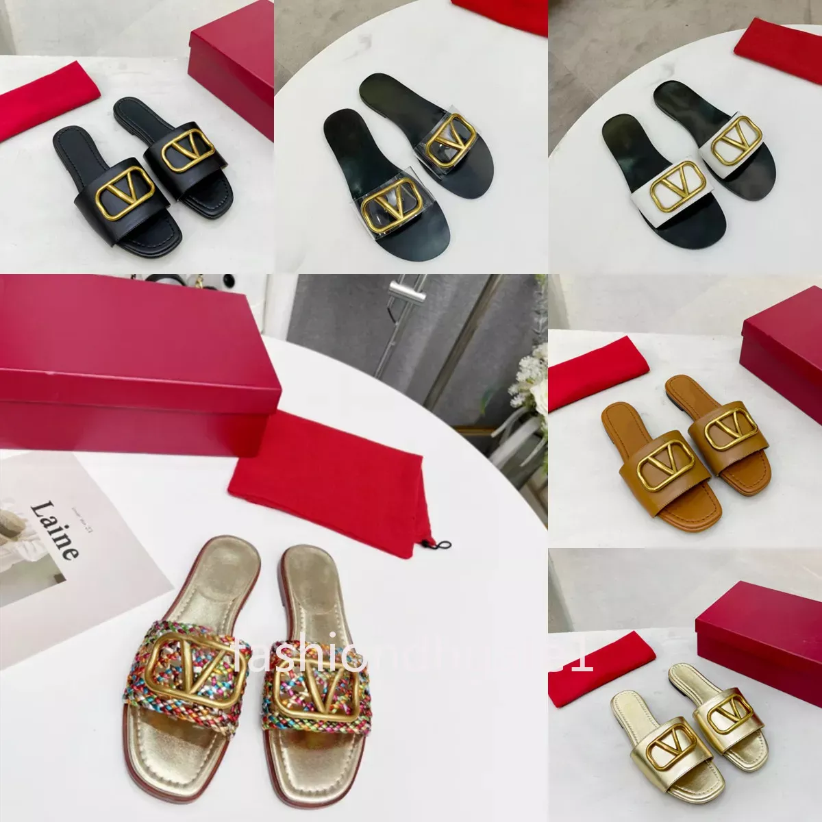 Designer Classic Fashion New Ladies Sandals V Signature Grain Leather Decorative Element women Slippers Summer sandals Fashion trend Fancy slippers