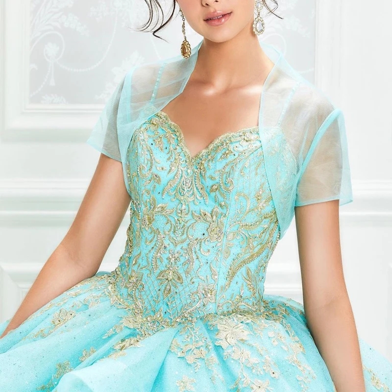 Princess Quinceanera Dresses 2025 Gold Appliques Sweetheart Spaghetti Strap Ball Gown Sweet 16 Lace-Up Vestidos 15 Anos